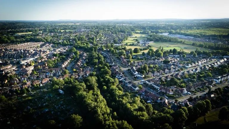 Aerial view of Cheshire countryside