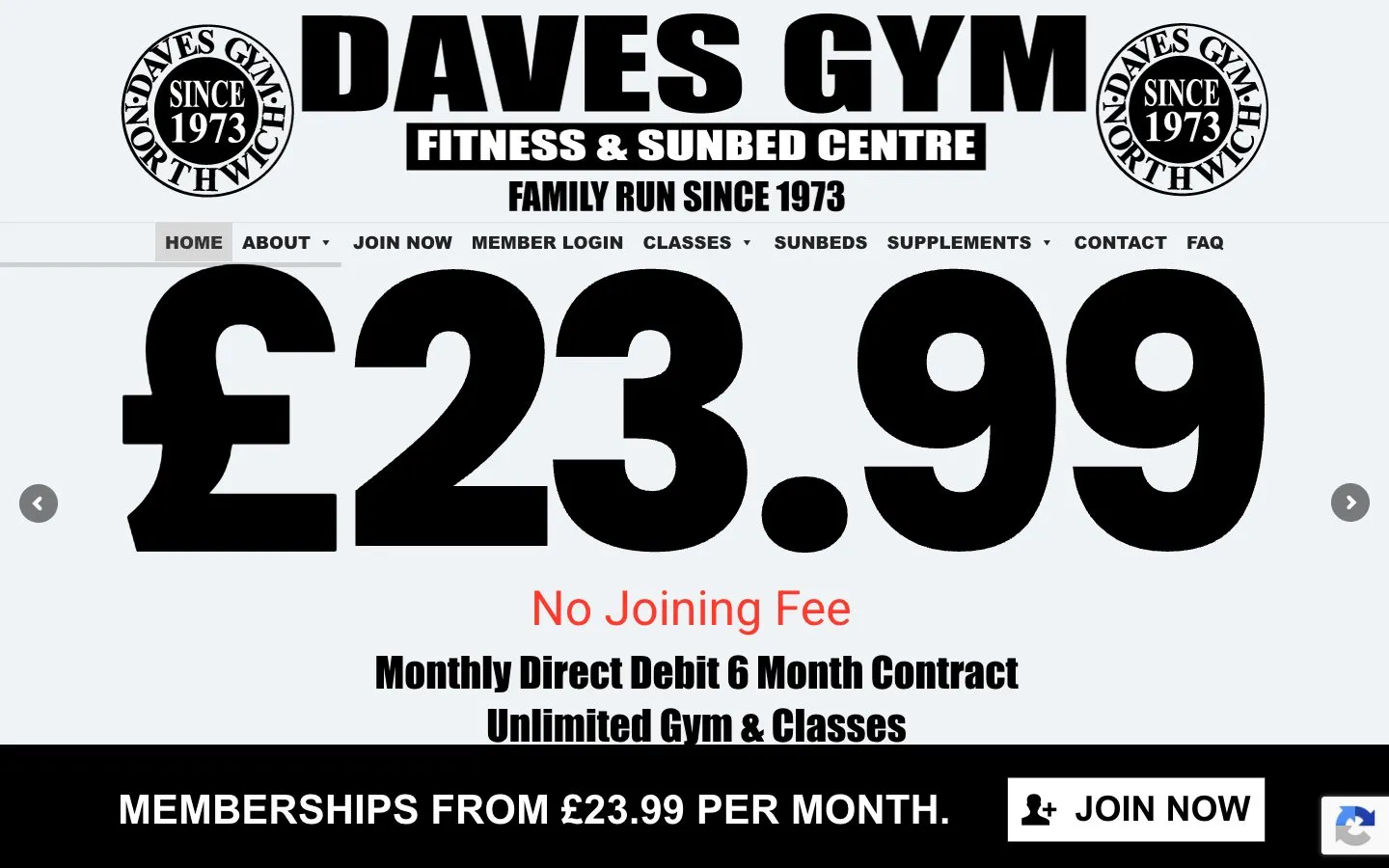 Daves Gym & Fitness Centre - web design portfolio