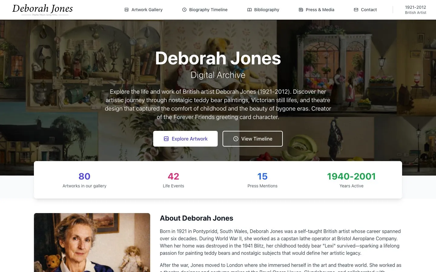 Deborah Jones Digital Archive - web design portfolio